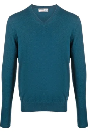BALLANTYNE Gerippter Pullover mit V-Ausschnitt