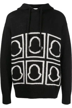 Moncler Intarsien-Kapuzenpullover mit Logo
