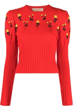 CORMIO Pullover mit aufgestickten Blumen