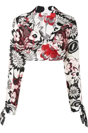 AMIR SLAMA Cropped-Bluse mit Blumen-Print