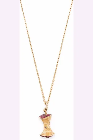 Aurélie Bidermann 18kt Big Apple Gelbgoldhalskette mit Rubinen und Diamanten