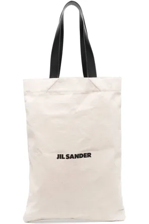 Jil Sander Shopper aus Leinen mit Logo-Print