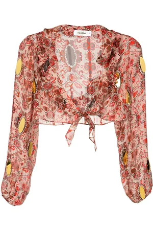 AMIR SLAMA Cropped-Bluse mit Blumen-Print