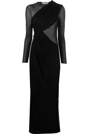 Saint Laurent Drapiertes Abendkleid mit transparenten Einsätzen