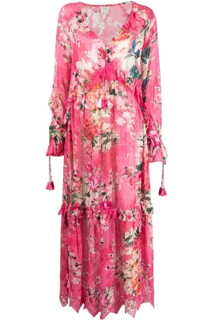 HEMANT AND NANDITA Tula Stufenkleid mit Blumen-Print