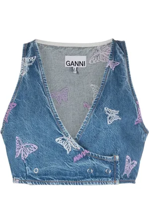 Ganni Top mit Stickerei