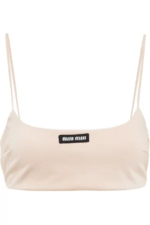 Miu Miu Cropped-Top mit Logo-Patch