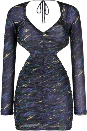 ROTATE Gerafftes Midikleid mit Cut-Out