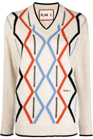Plan C Pullover mit Intarsienmuster