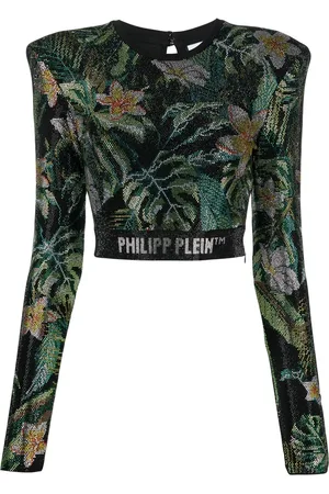 Philipp Plein Langarmshirt mit Kristallen
