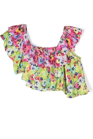 Msgm Gerüschte Bluse mit Blumen-Print
