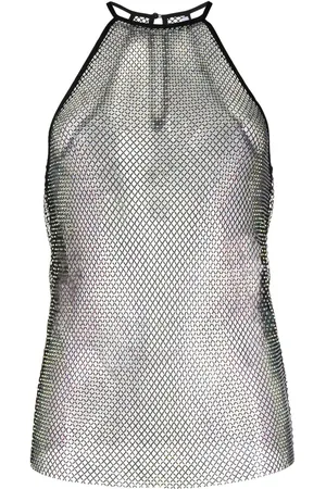 Patrizia Pepe Top aus Mesh mit Kristallen