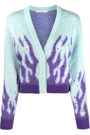 Alessandra Rich Cardigan mit Flammen-Print