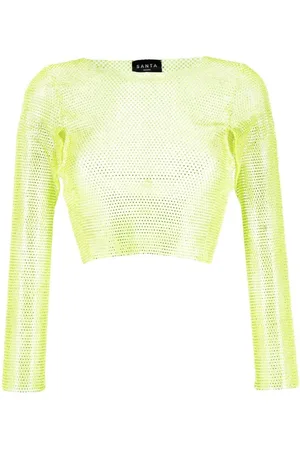 SANTA BRANDS Cropped-Oberteil aus Mesh mit Strass
