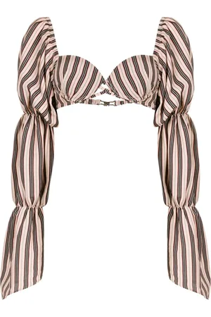 AMIR SLAMA Gestreifte Cropped-Bluse