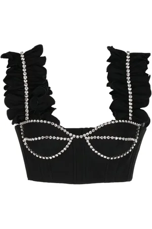 AREA Cropped-Top mit Kristallen