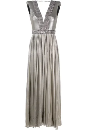 JEAN-LOUIS SABAJI Plissiertes Maxikleid aus Tüll