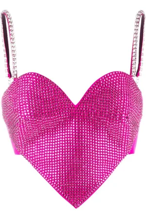 AREA Cropped-Top mit Kristallherzen