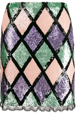 BLUMARINE Paillettenrock mit Argyle-Muster