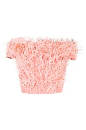 Cult Gaia Cropped-Top mit Federn
