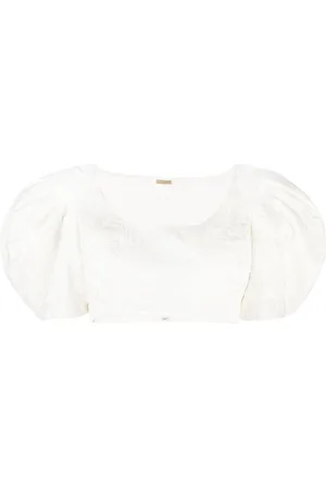 Cult Gaia Cropped-Top mit Blumenstickerei