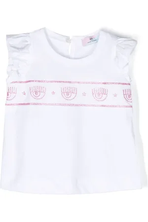 Chiara Ferragni Gerüschtes T-Shirt mit Eyelike-Print