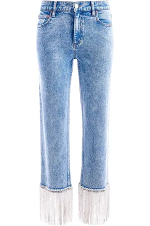ALICE+OLIVIA Cropped-Jeans mit Kristallen