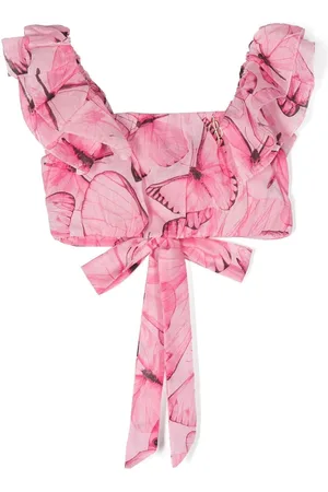 MISS BLUMARINE Cropped-Bluse mit Schmetterling-Print