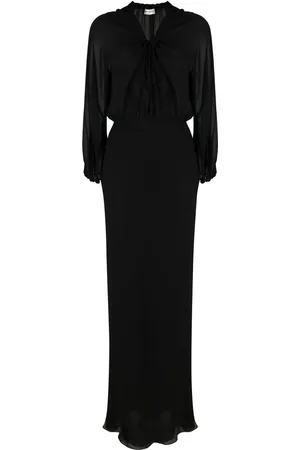 Saint Laurent Maxikleid mit transparenten Einsätzen