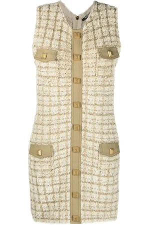 Balmain Ärmelloses Tweed-Kleid