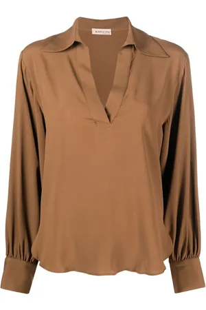 BLANCA Drapierte Bluse mit V-Ausschnitt