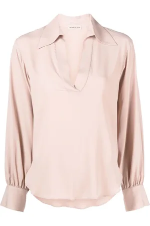BLANCA Drapierte Bluse mit V-Ausschnitt