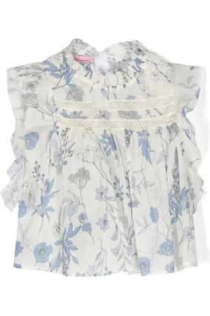 MISS BLUMARINE Gerüschte Bluse mit Blumen-Print