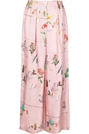 Lanvin Palazzohose mit Blatt-Print