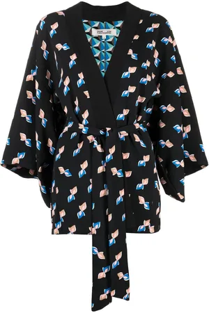 Diane von Furstenberg Seiden-Kimono mit grafischem Print