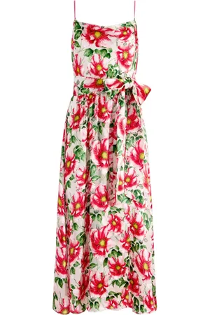 ALICE+OLIVIA Midikleid aus Seide mit Blumen-Print