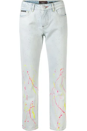 Philipp Plein Straight-Leg-Jeans mit Farbklecksen