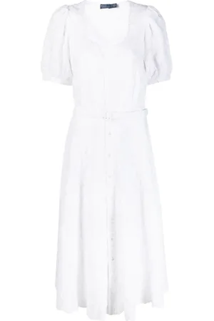 Ralph Lauren Midikleid mit Lochstickerei