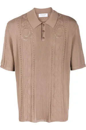 Marine Serre Moon Diamant Poloshirt mit Zopfmuster
