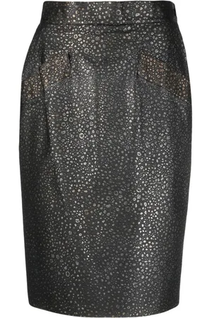 Saint Laurent 1980s Gepunkteter Bleistiftrock