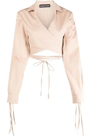 ANDREADAMO Gewickelte Cropped-Bluse