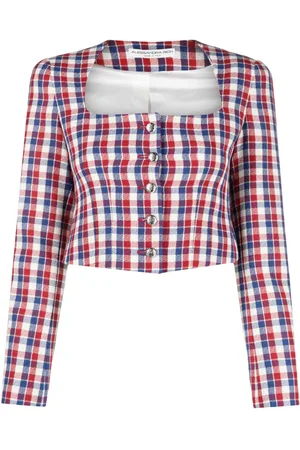 Alessandra Rich Cropped-Jacke mit Karomuster