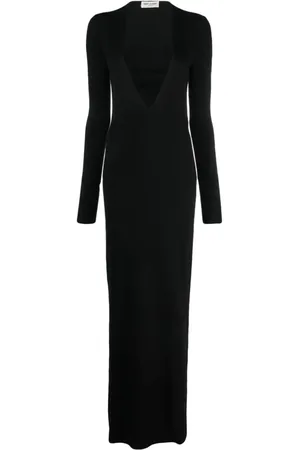 Saint Laurent Maxikleid mit tiefem Ausschnitt