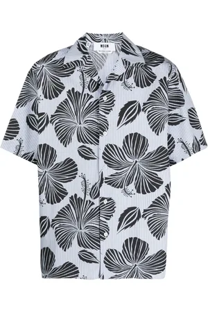 Msgm Bowlinghemd mit Hibiskus-Print