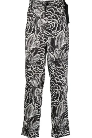 4SDESIGNS Schmale Hose mit Blumen-Print