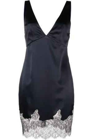 Saint Laurent Spitzenkleid mit V-Ausschnitt