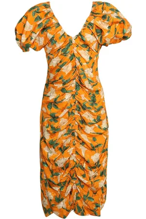 Agua by Agua Bendita Gerafftes Kleid mit Blumen-Print