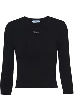 Prada Gerippter Pullover mit Logo-Stickerei