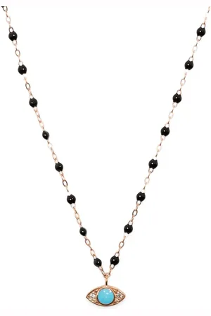 GIGI CLOZEAU 18kt Eye Sparkle Rotgoldhalskette mit Türkis und Diamanten