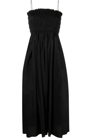 MATTEAU Popeline-Midikleid mit gerafften Einsätzen